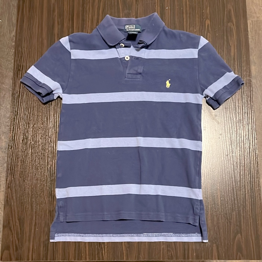 Boys Small (Size 8) Blue Striped Ralph Lauren Polo